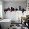Denver Skyline Blue & Bronze Mural Wallpaper - room preview 02