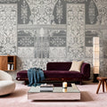 German Renaissance, Gray Mural Wallpaper - room preview 02