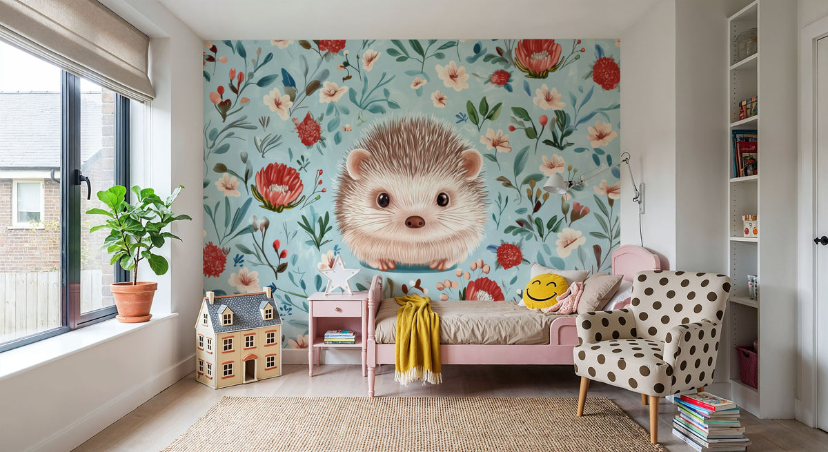 Hello Hedgehog Mural Wallpaper - room preview 02