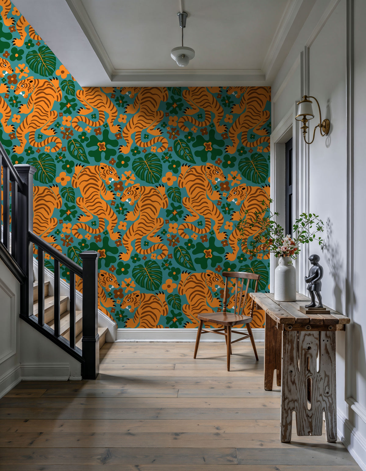 Otomi Cool Tigers, Bright Mural Wallpaper - room preview 02