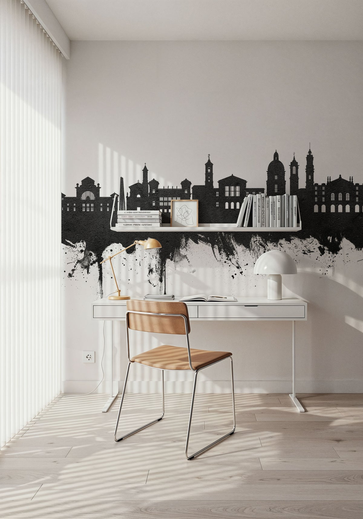 Nice France Skyline Black & White Mural Wallpaper - room preview 02