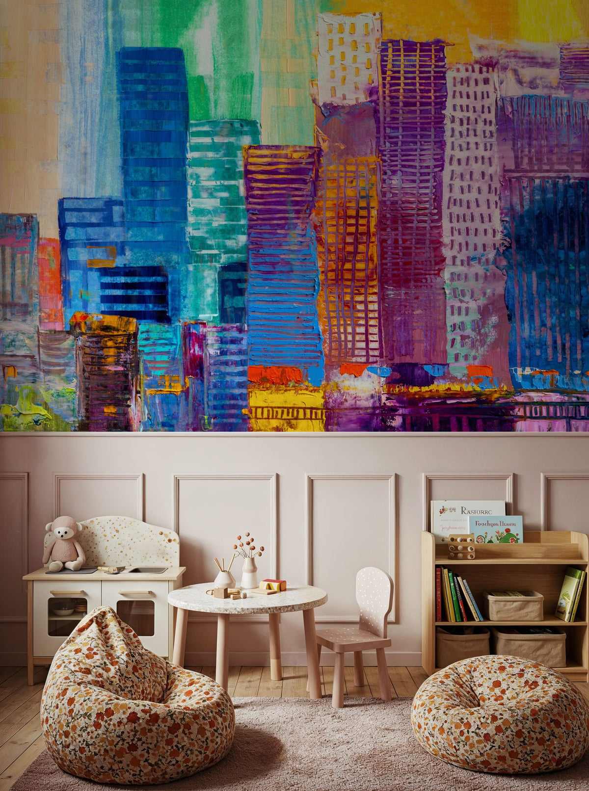 Sunset Metropolis Mural Wallpaper - room preview 02