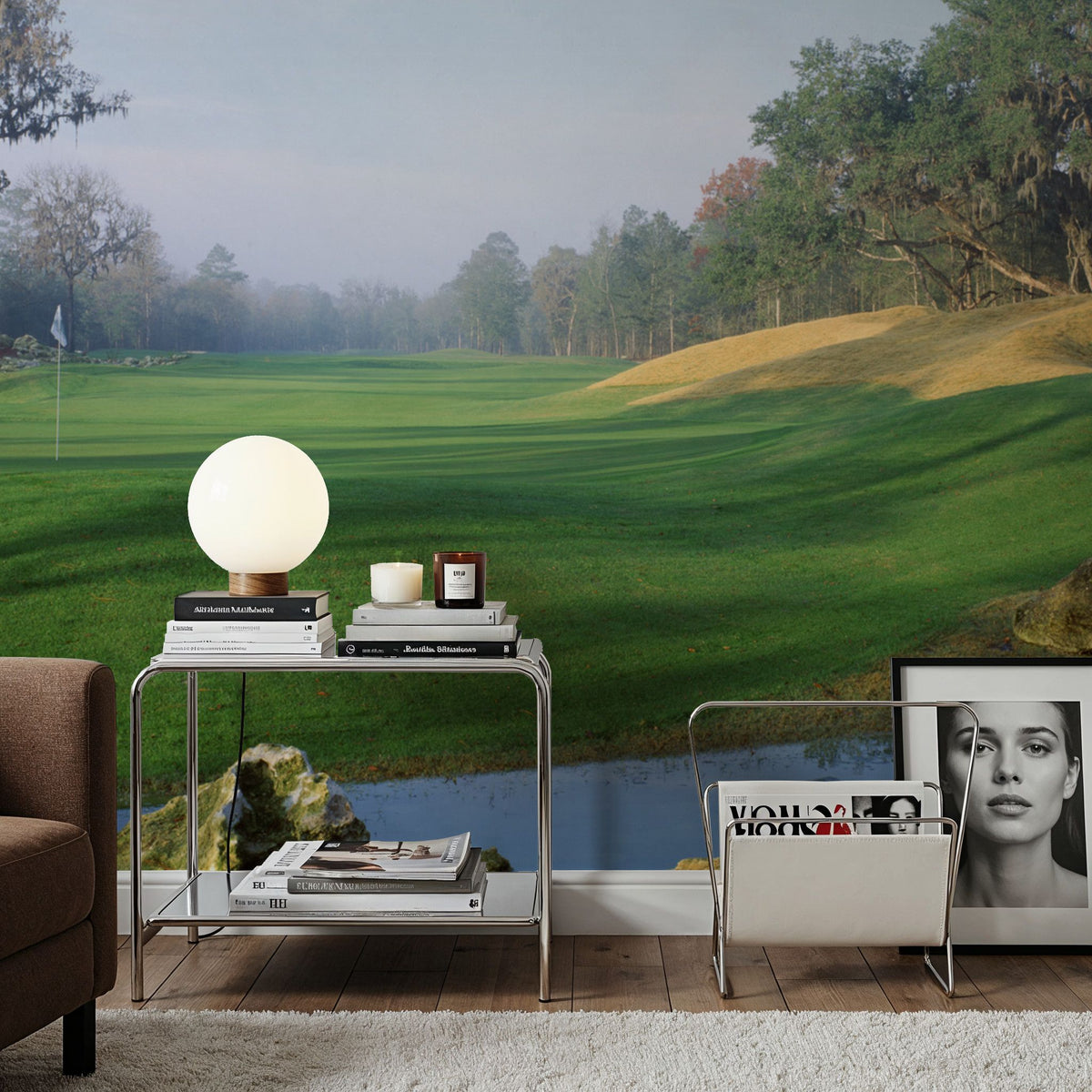 Misty Fairway Serenity Mural Wallpaper - room preview 02