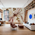Sepia Floral Mural Wallpaper - room preview 02