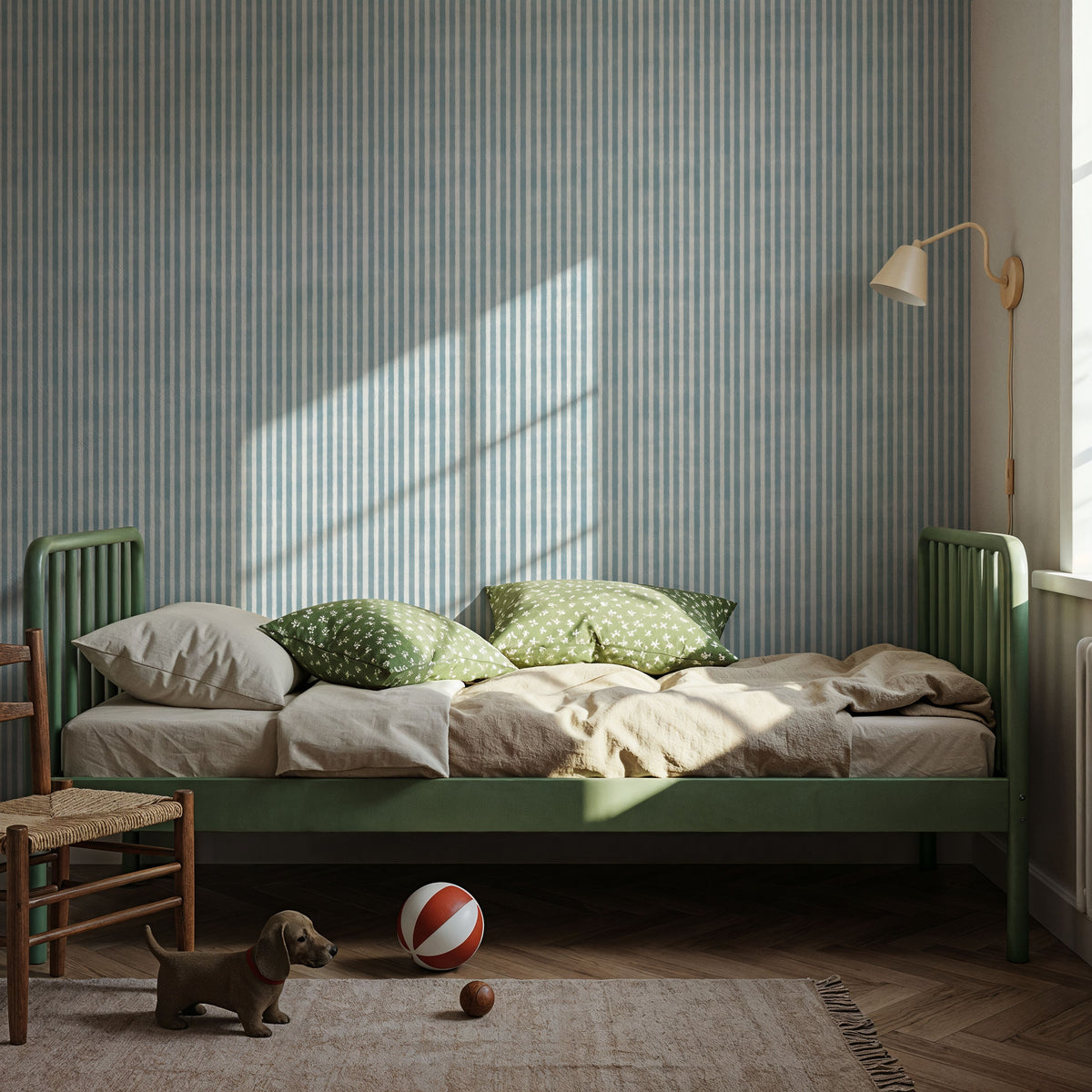Seeing Stripes Blue Mural Wallpaper - room preview 02