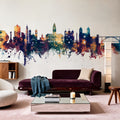 Porto Portugal Skyline Blue & Bronze Mural Wallpaper - room preview 02