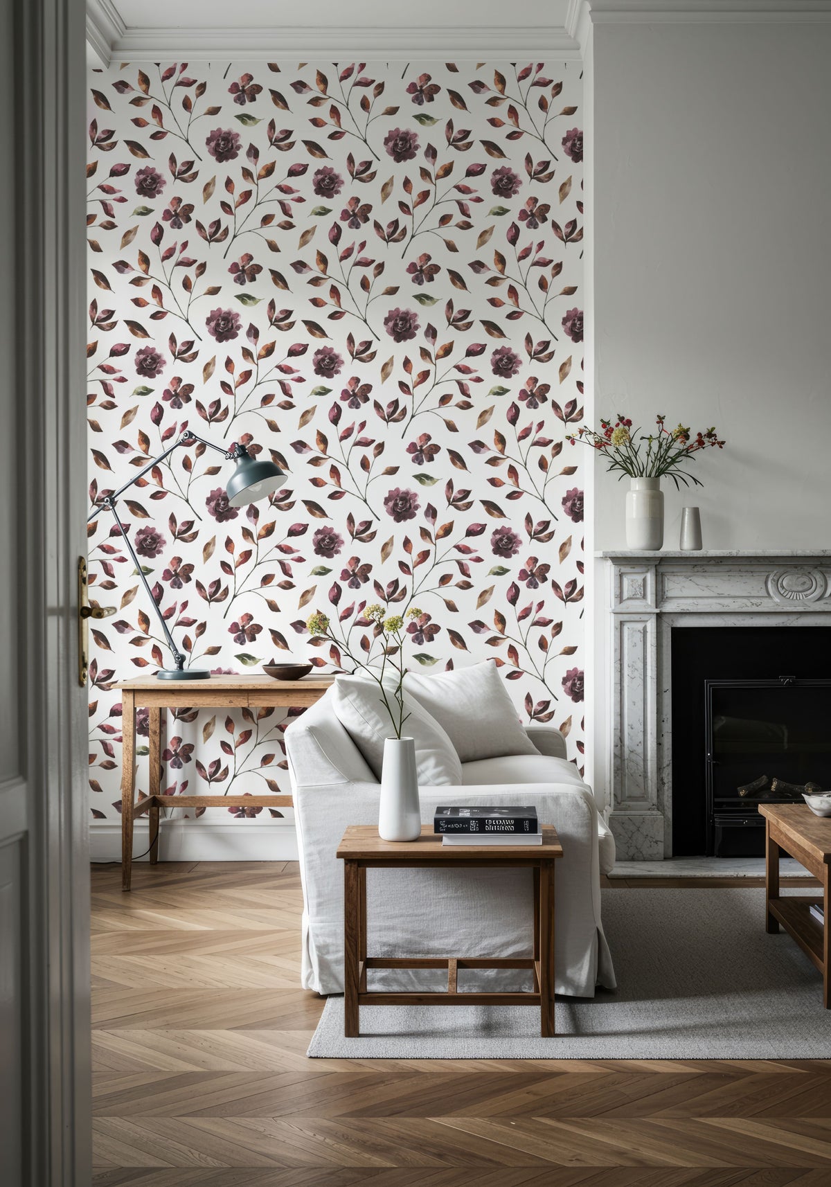 Orange and Purple Garden Mural Wallpaper - room preview 02