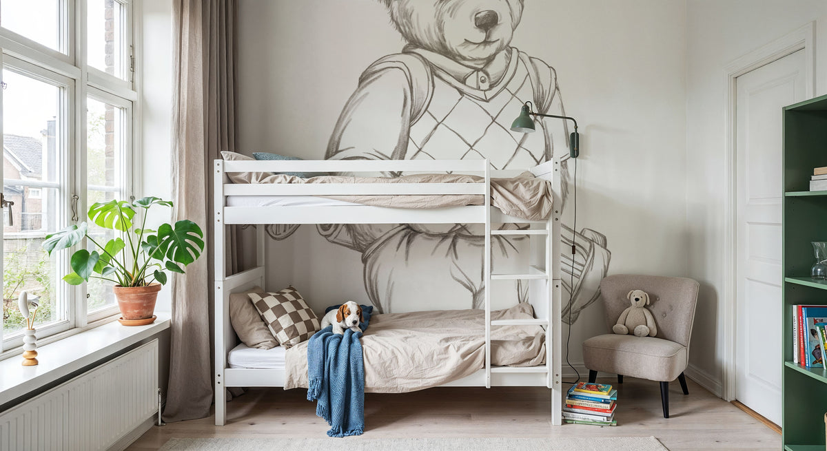 Teddy Bear Golf Sketch Mural Wallpaper - room preview 02