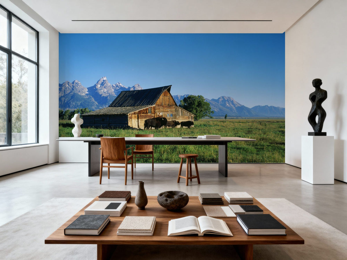 Mountain Bison Ranch Mural Wallpaper - room preview 02