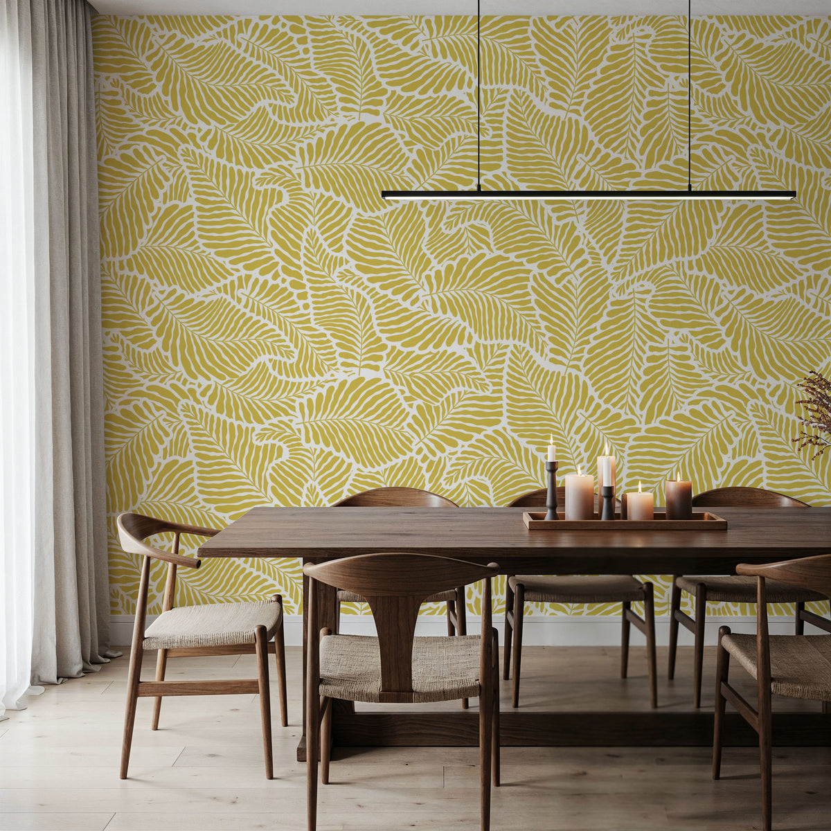 Fern Cut-Outs Pattern, Citrus Mural Wallpaper - room preview 02