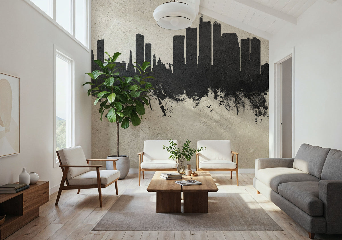 Manila Philippines Skyline Concrete Mural Wallpaper - room preview 02