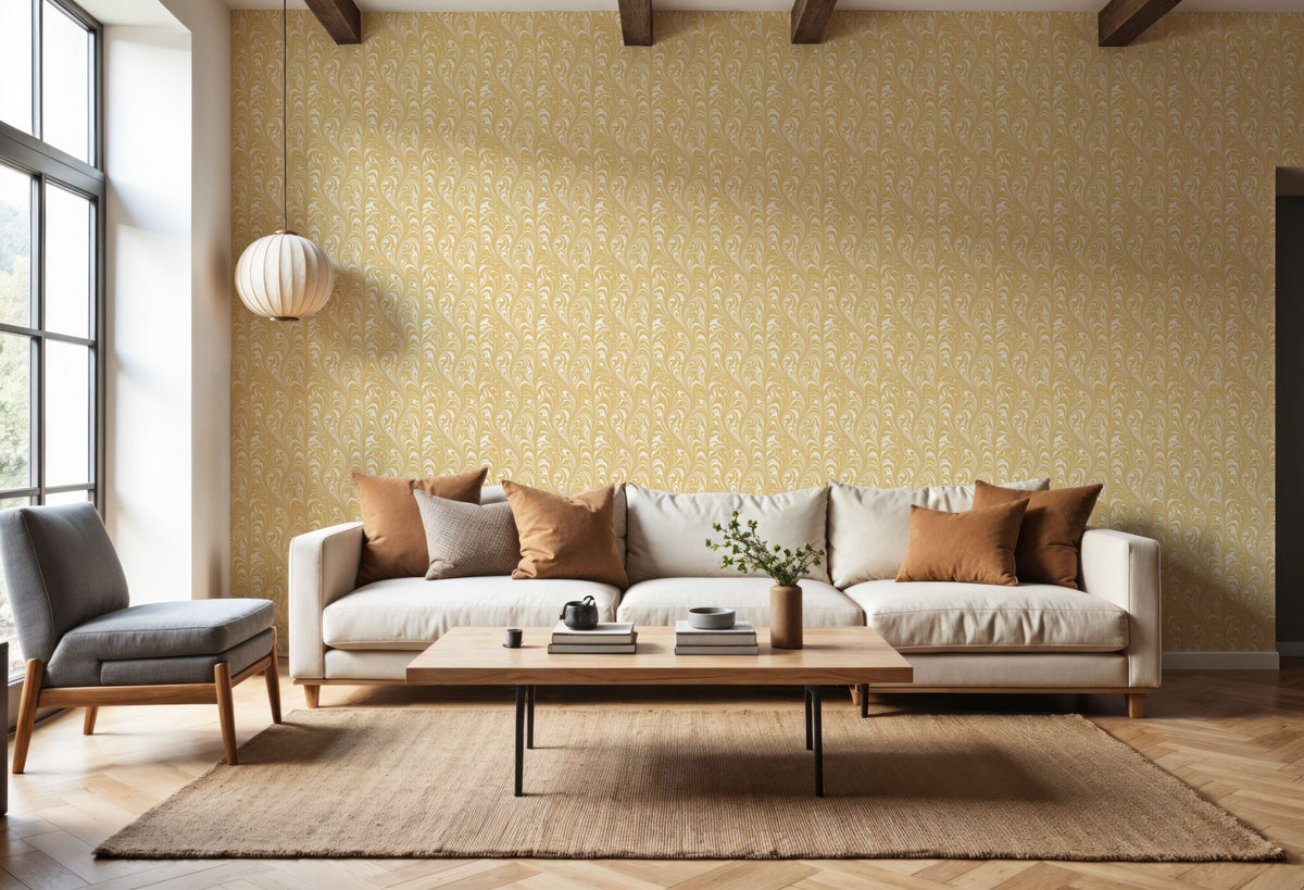 Marbelized Flow, Lemoncurd Mural Wallpaper - room preview 02