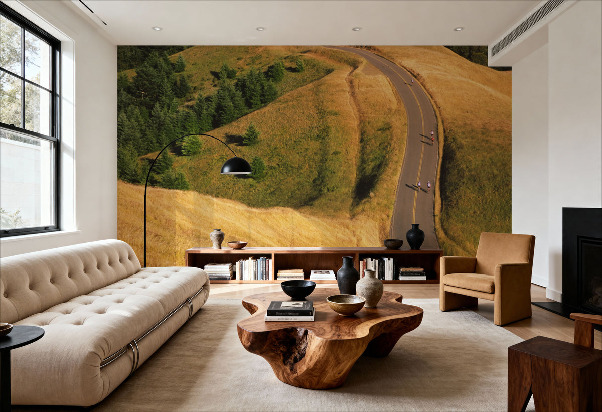 Cycling Through Golden Hills Mural Wallpaper - room preview 02