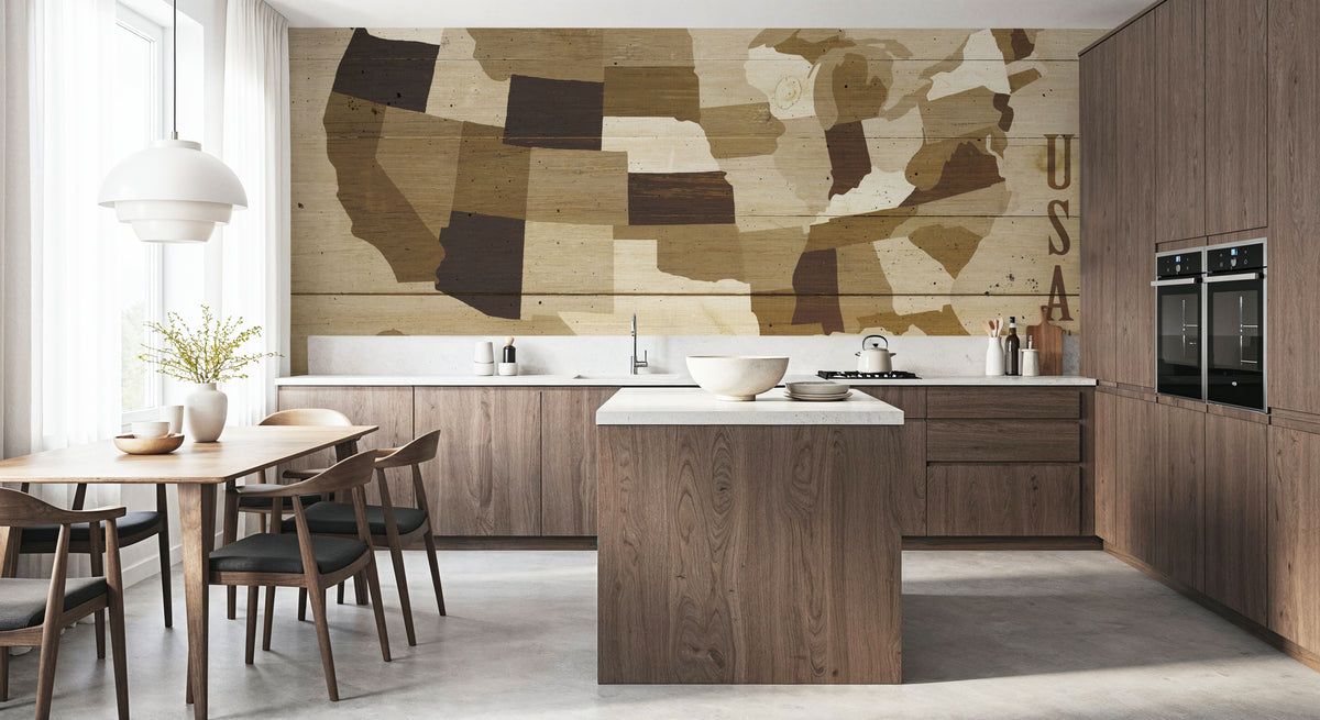 USA Modern Vintage Wood Mural Wallpaper - room preview 02