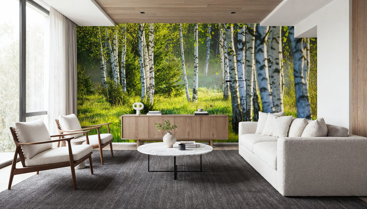 Young Birches Mural Wallpaper - room preview 02