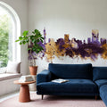 Pretoria South Africa Skyline Purple & Gold Mural Wallpaper - room preview 02