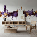 Sevilla Skyline Purple & Gold Mural Wallpaper - room preview 02
