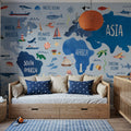 Nautical World Map Mural Wallpaper - room preview 02