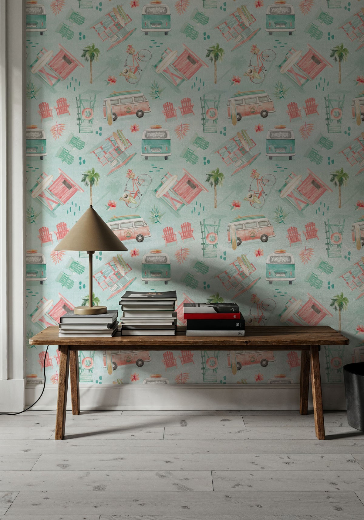 Surf Time Blue Mural Wallpaper - room preview 02