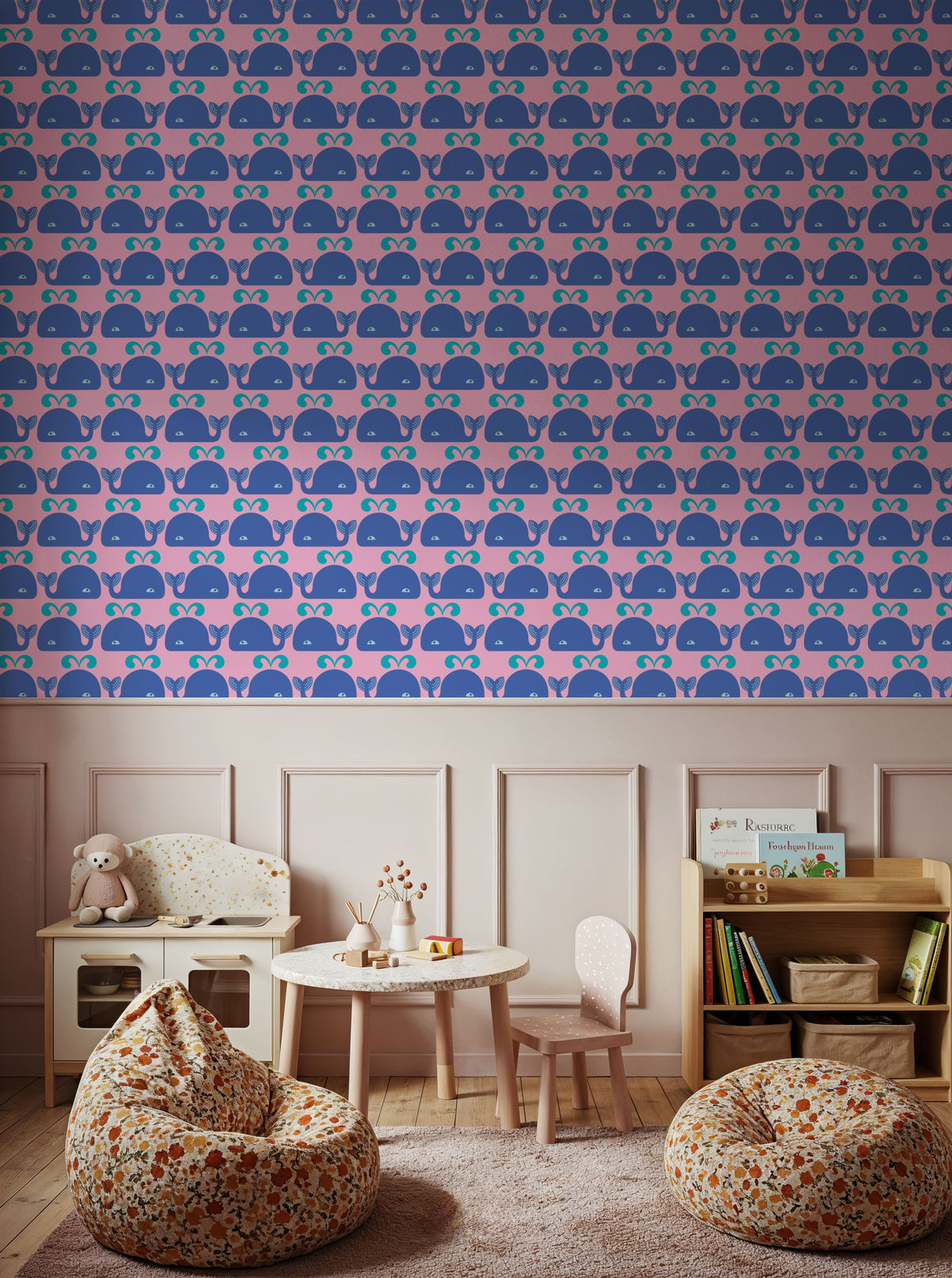 Wandering Whales Mural Wallpaper - room preview 02