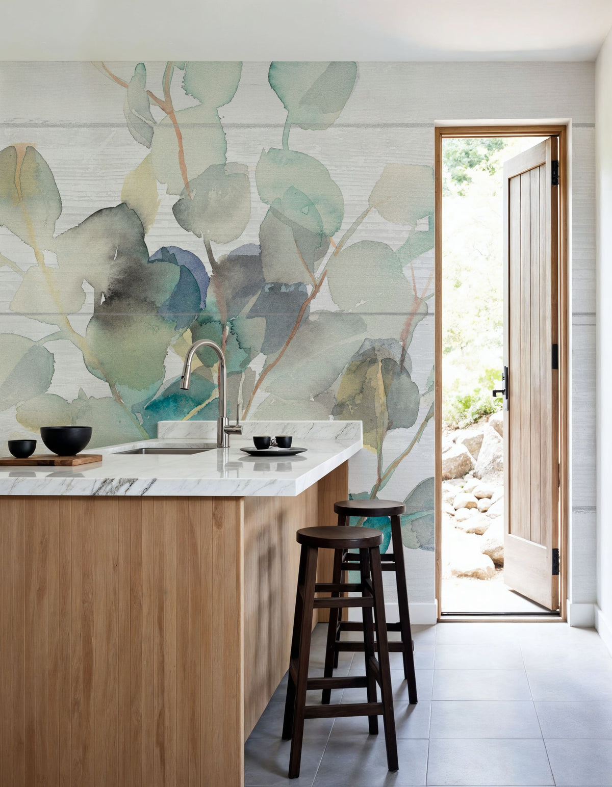 Eucalyptus III on Shiplap Mural Wallpaper - room preview 02