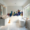 Winston-Salem North Carolina Skyline Blue & Bronze Mural Wallpaper - room preview 02