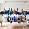 Zaragoza Spain Skyline Blue & Bronze Mural Wallpaper - room preview 02