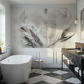 Feather Geometry Smoke Mural Wallpaper - room preview 02