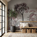 Tropical Forest Strolls Gray Blue Mural Wallpaper - room preview 02
