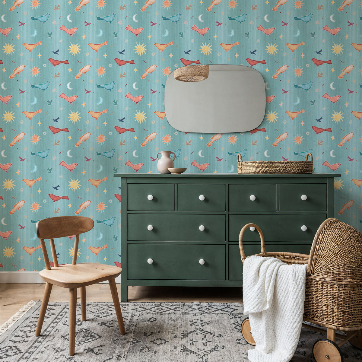 Boho Skies Blue Mural Wallpaper - room preview 02