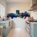 Telford England Skyline Blue & Bronze Mural Wallpaper - room preview 02
