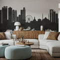 Sharjah Skyline Black & White Mural Wallpaper - room preview 02