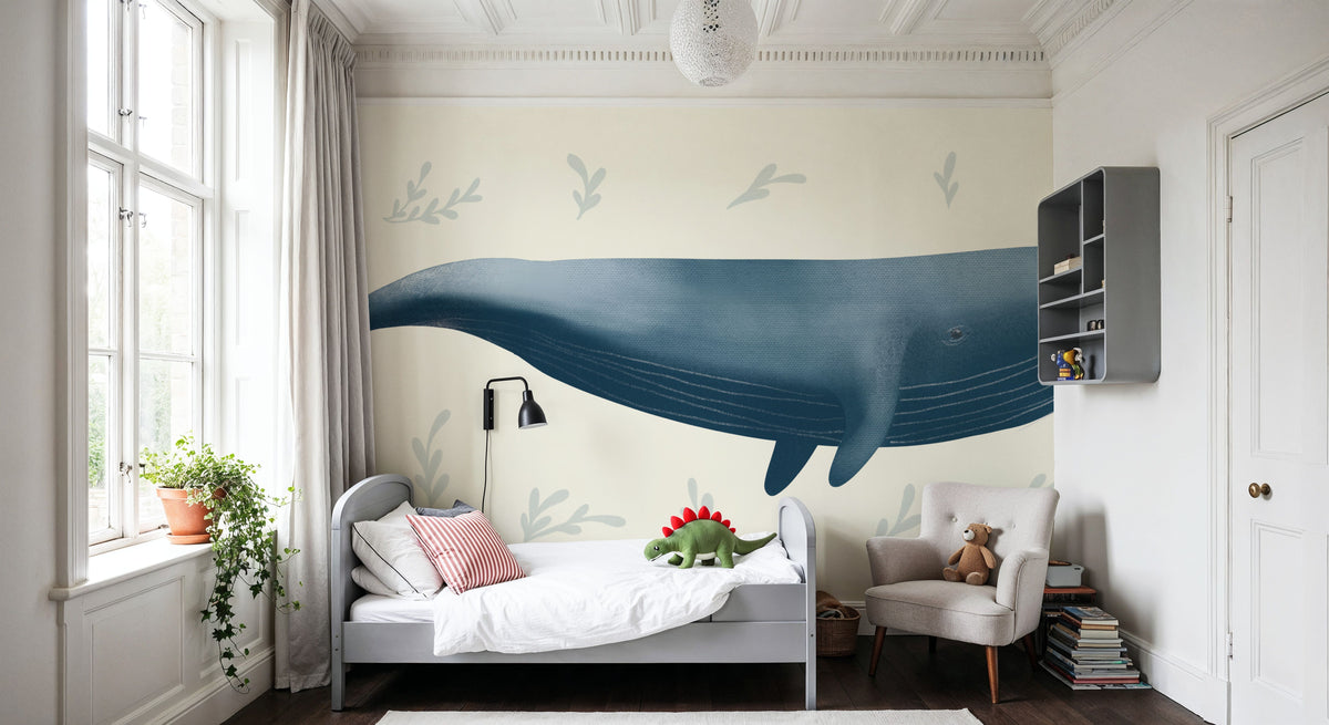 Ocean Life Whale Mural Wallpaper - room preview 02