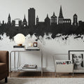 Rostock Germnay Skyline Black & White Mural Wallpaper - room preview 02