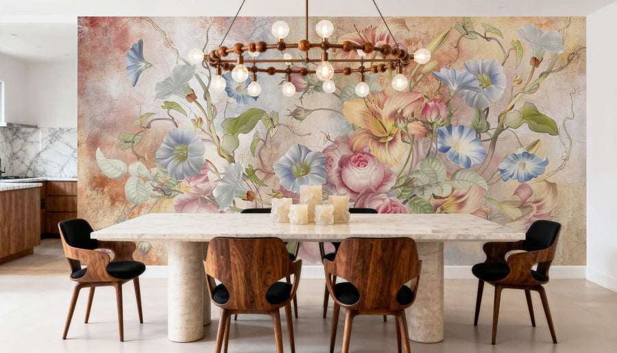 Floral Wallpaper Mural – Flower Wallpaper – Floral Grunge Singing - Edition 3