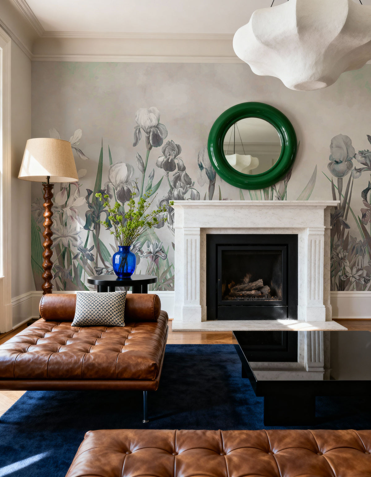 Iris Field Greenish Mural Wallpaper - room preview 02