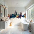 Weisbaden Germany Skyline Blue & Bronze Mural Wallpaper - room preview 02