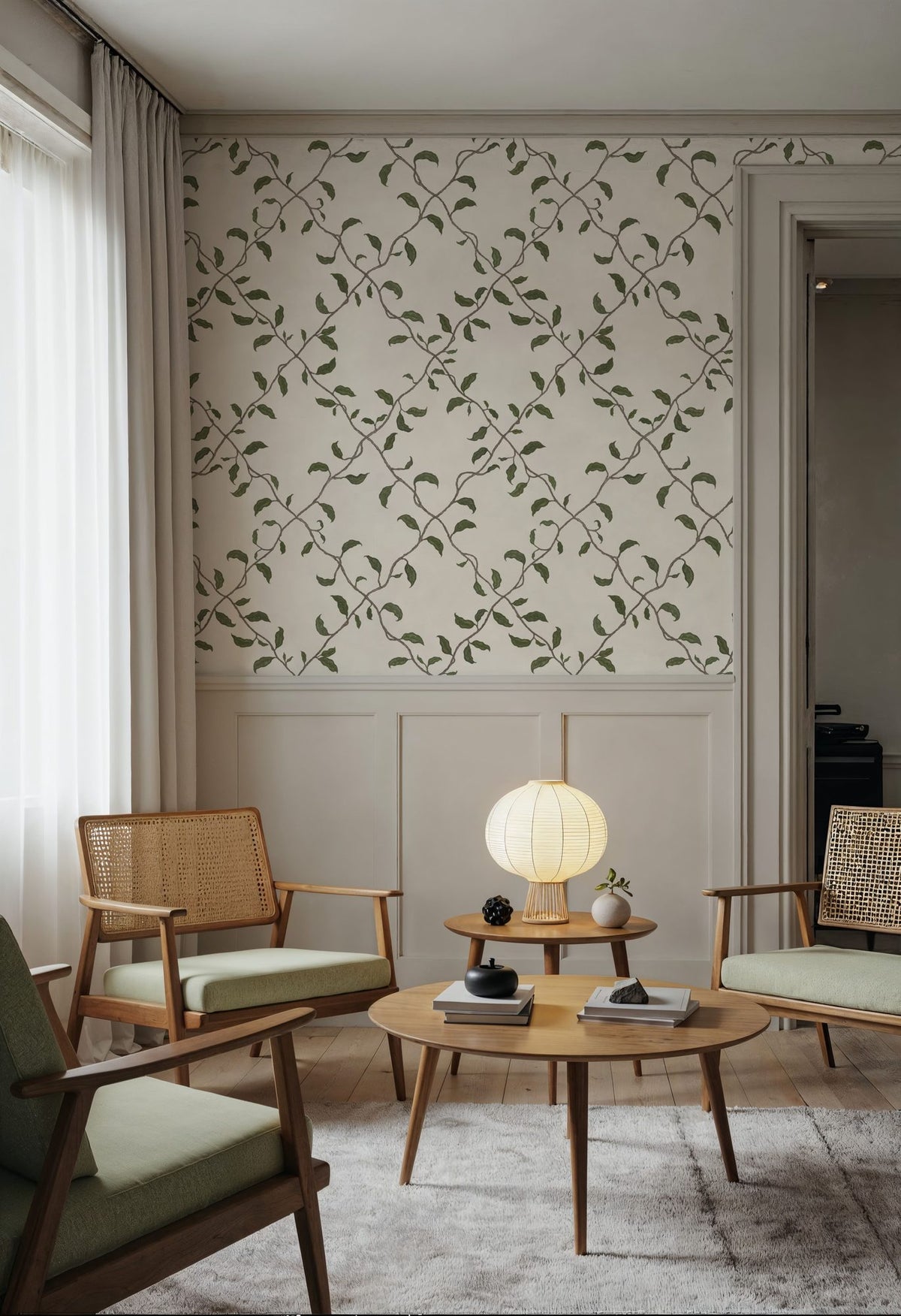 Emerald Trellis, Cloud Mural Wallpaper - room preview 02
