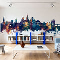 Trier Germany Skyline Blue & Bronze Mural Wallpaper - room preview 02