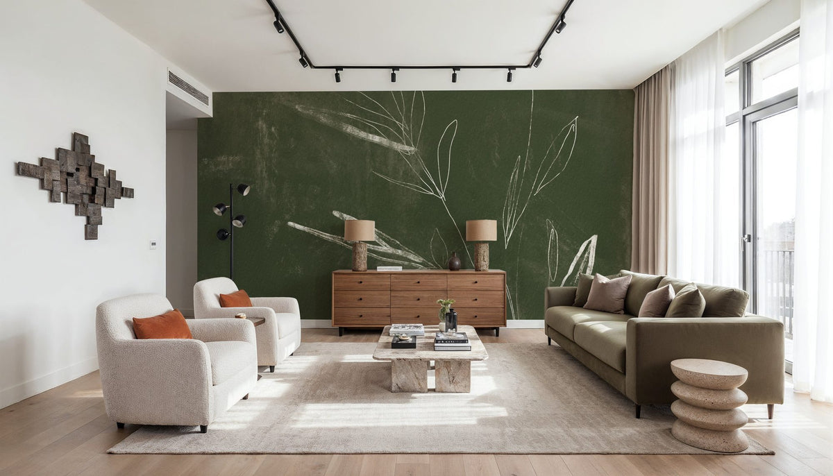 Leaf Lines II Mural Wallpaper - room preview 02