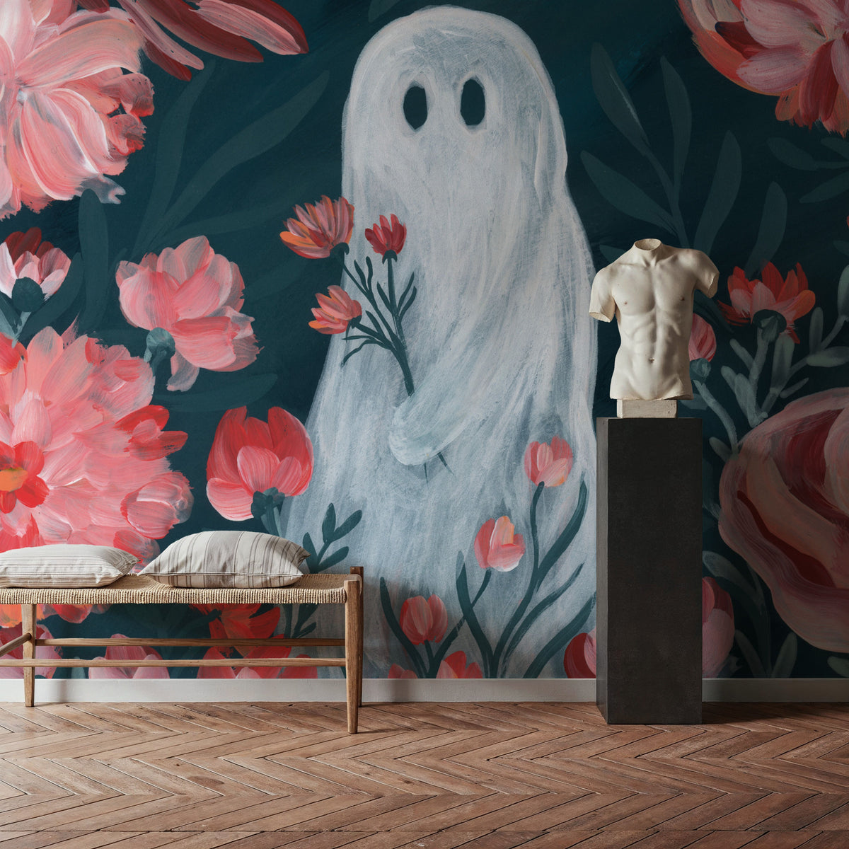 Ghost Among the Flowers Mural Wallpaper - room preview 02