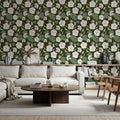 Moon Vine, Olive Green Mural Wallpaper - room preview 02