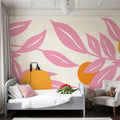 Stylized Flowers in Pink Mural Wallpaper - room preview 02