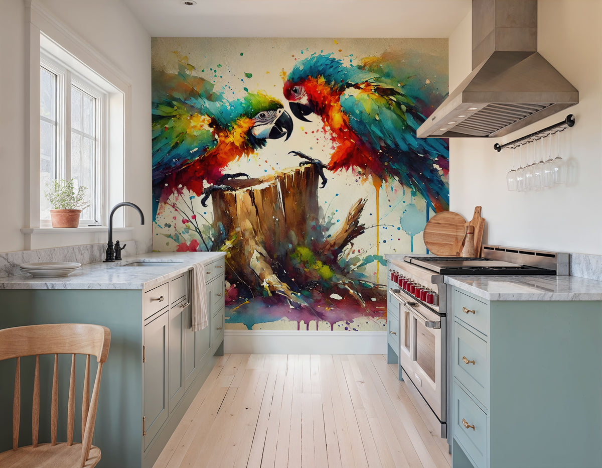 Exotic Birds Fantasy Mural Wallpaper - room preview 02