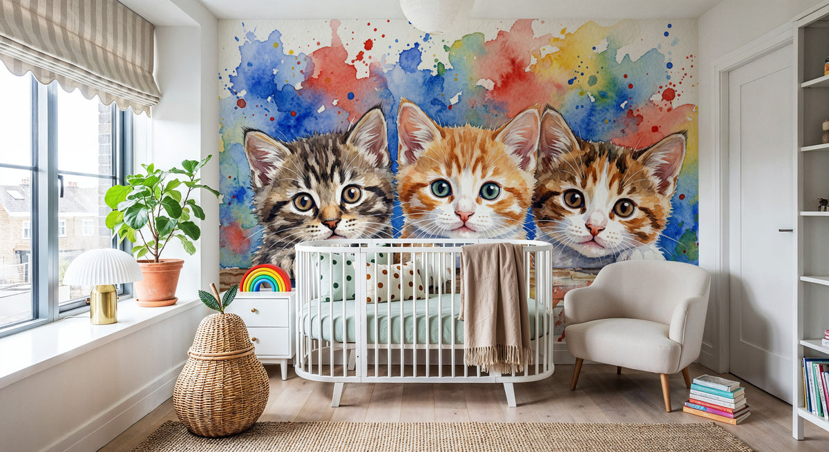 Kittens II - Cute Baby Animals Series Mural Wallpaper - room preview 02