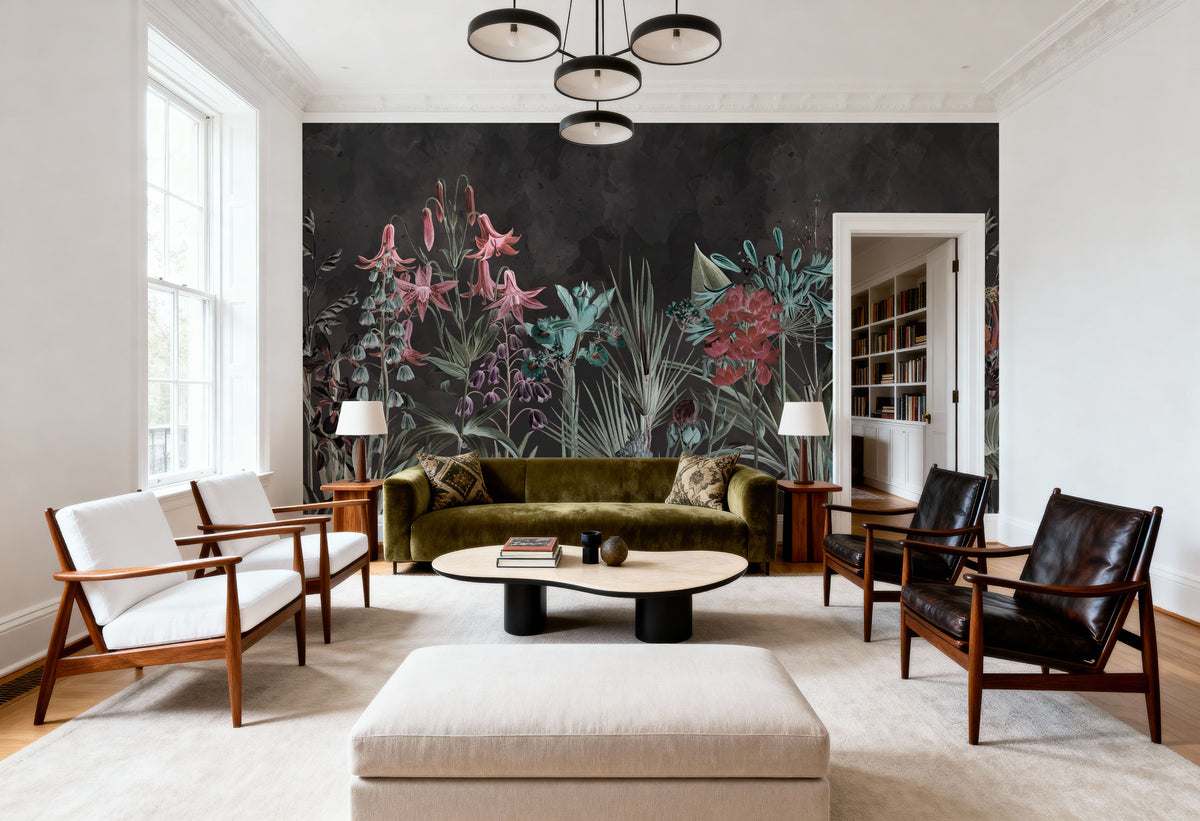 Field of Dreams Dark Red Mural Wallpaper - room preview 02