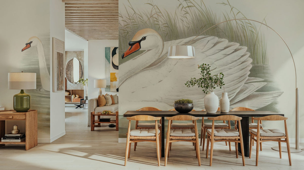 Swan Lake Mural Wallpaper - Light Tone - room preview 02