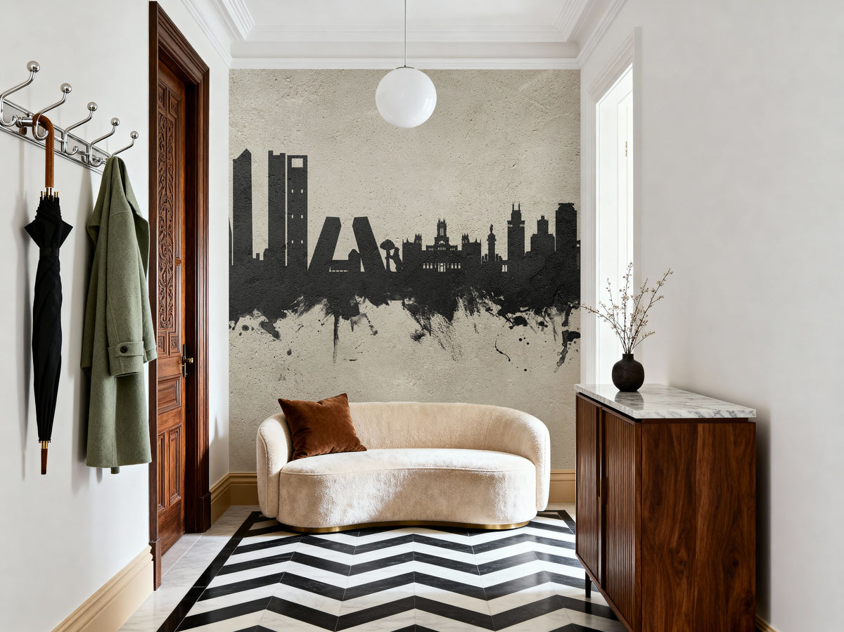 Madrid Skyline Concrete Mural Wallpaper - room preview 02
