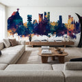 Rio De Janeiro Brazil Skyline Blue & Bronze Mural Wallpaper - room preview 02