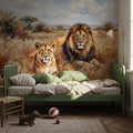 Lions II - Watercolor Predators Series Mural Wallpaper - room preview 02